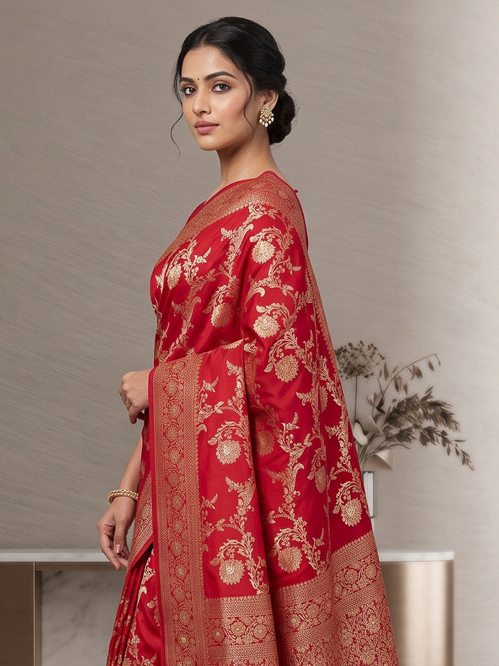 Red Woven Design Dola Silk Saree