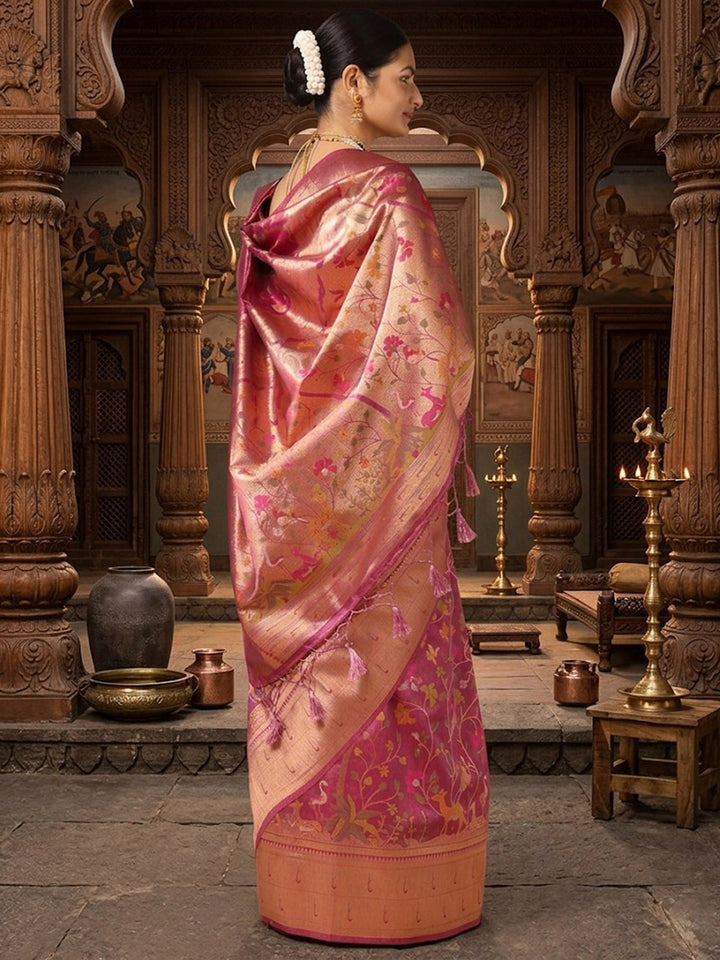 Lavender Woven Design Dola Silk Saree