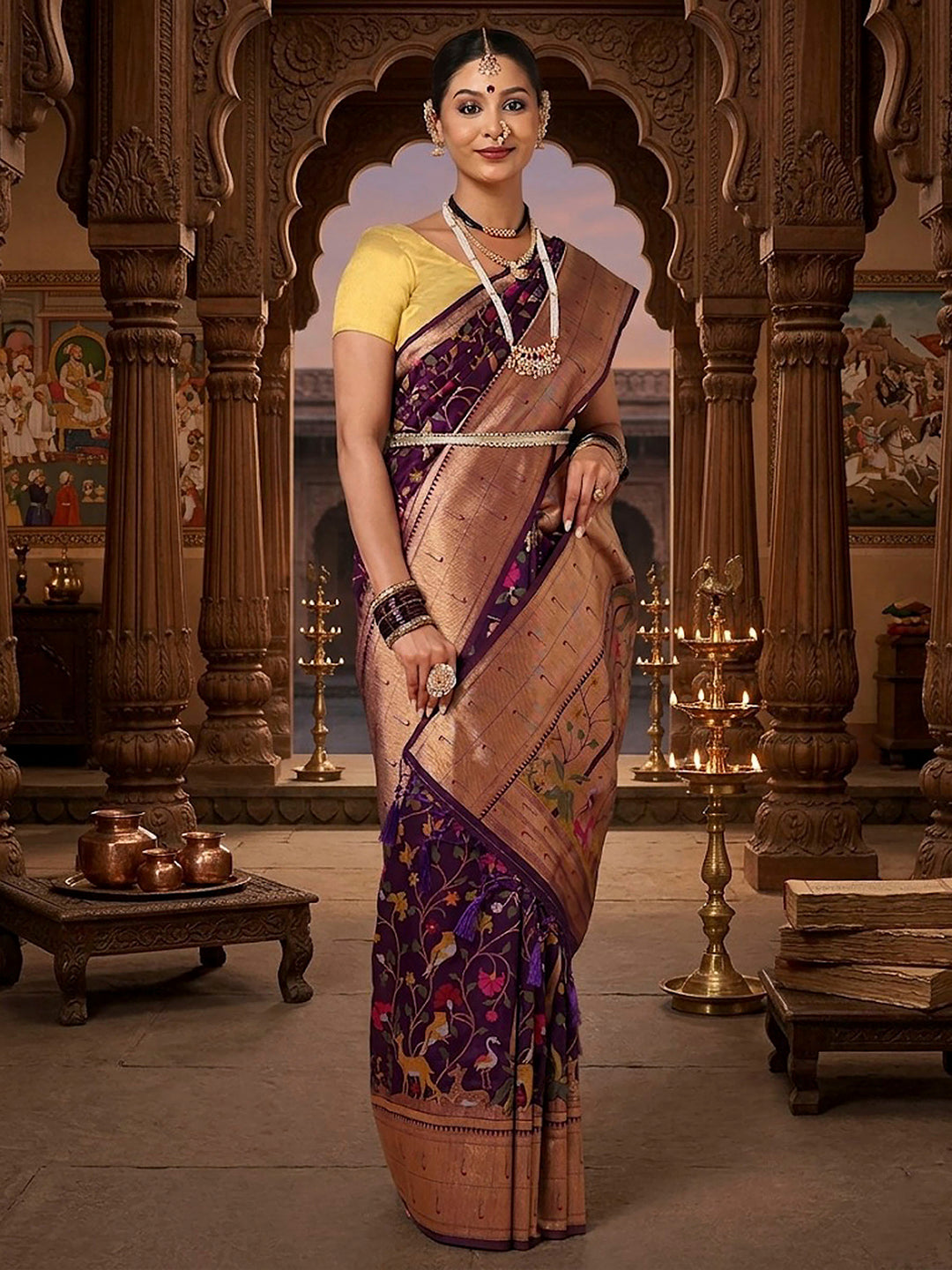 Purple Woven Design Dola Silk Saree