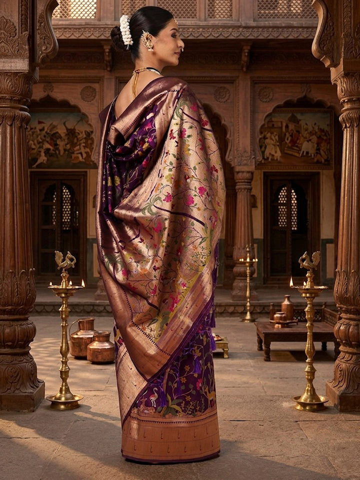 Purple Woven Design Dola Silk Saree
