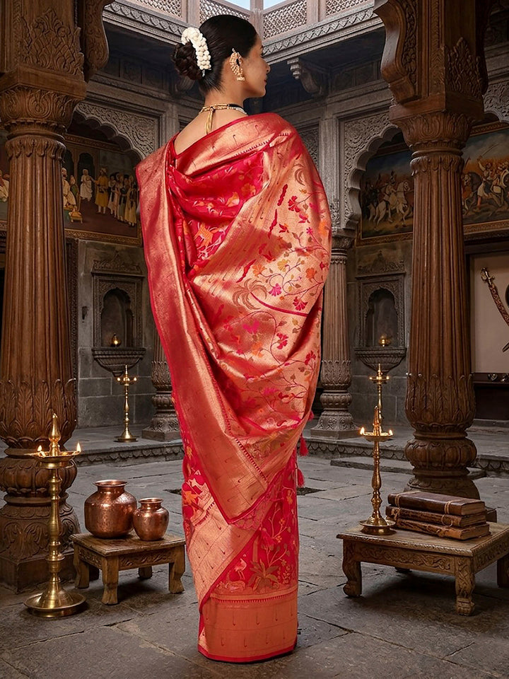 Rani Pink Woven Design Dola Silk Saree
