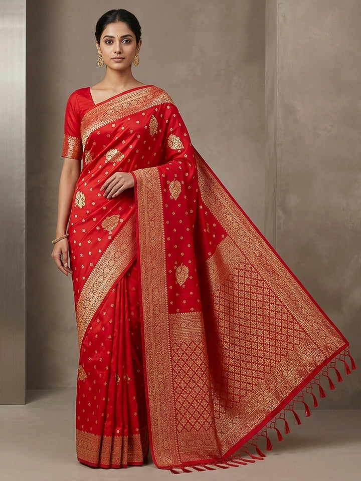 Red Woven Design Dola Silk Saree