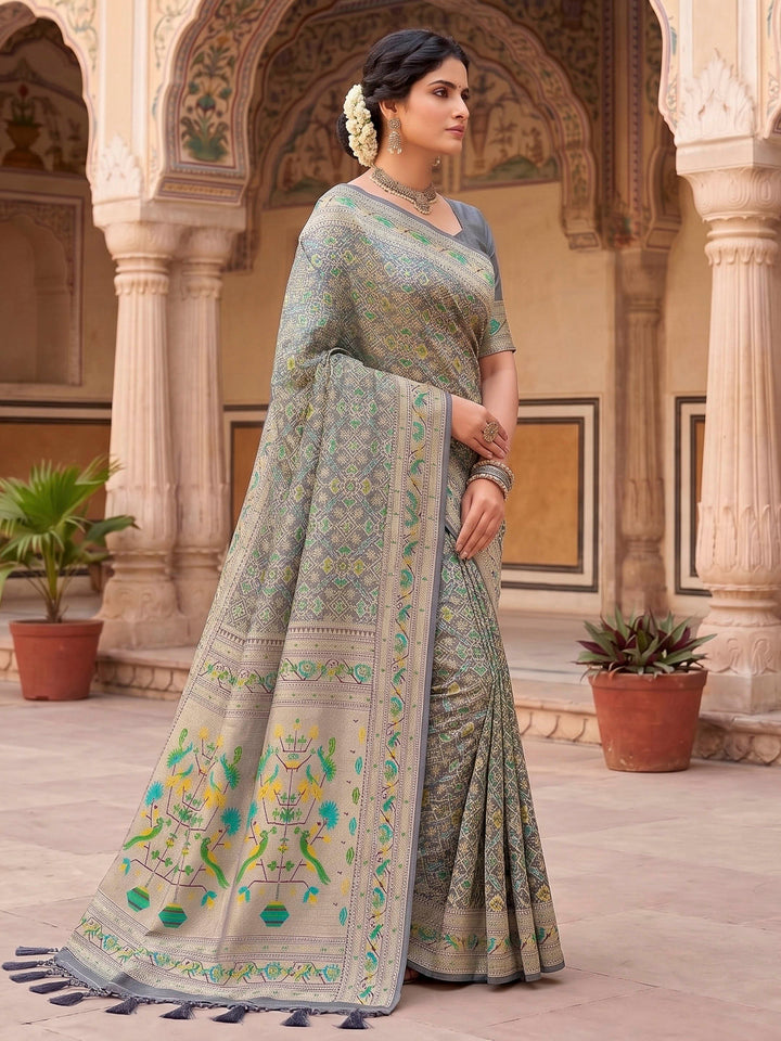Grey Woven Design Art Silk Kanjivaram Saree