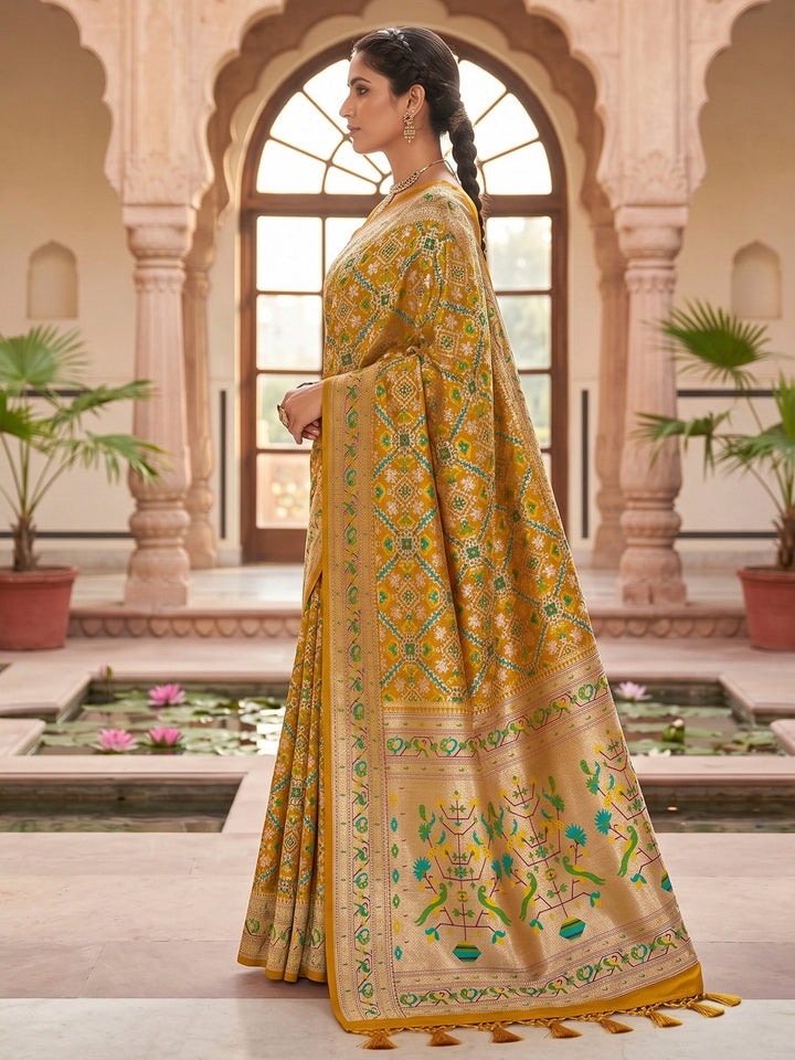 Mustard Woven Design Art Silk Kanjivaram Saree