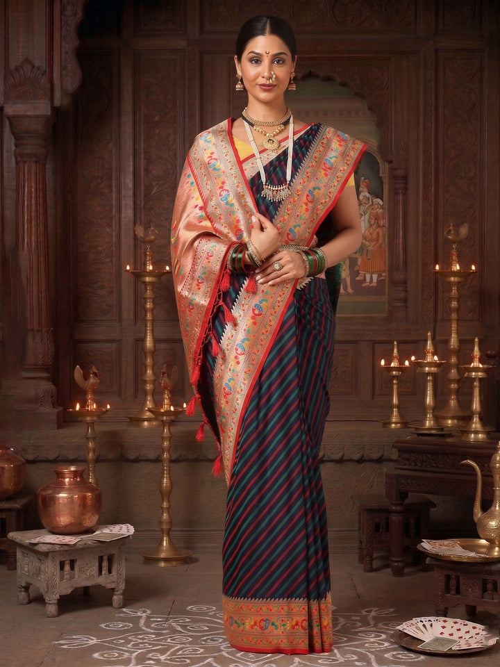 Navy Rani Woven Design Dola Silk Saree