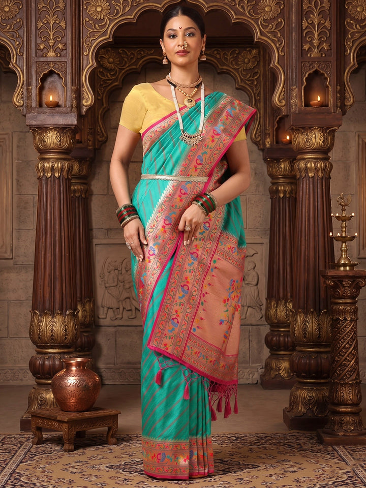 Rama Green Rani Woven Design Dola Silk Saree