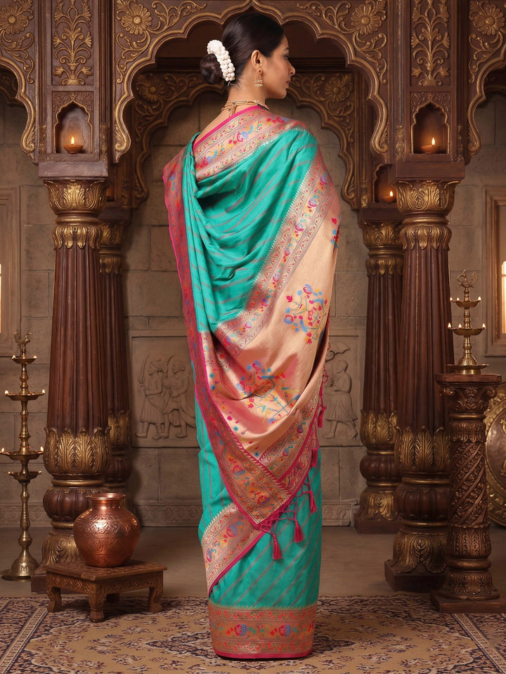 Rama Green Rani Woven Design Dola Silk Saree