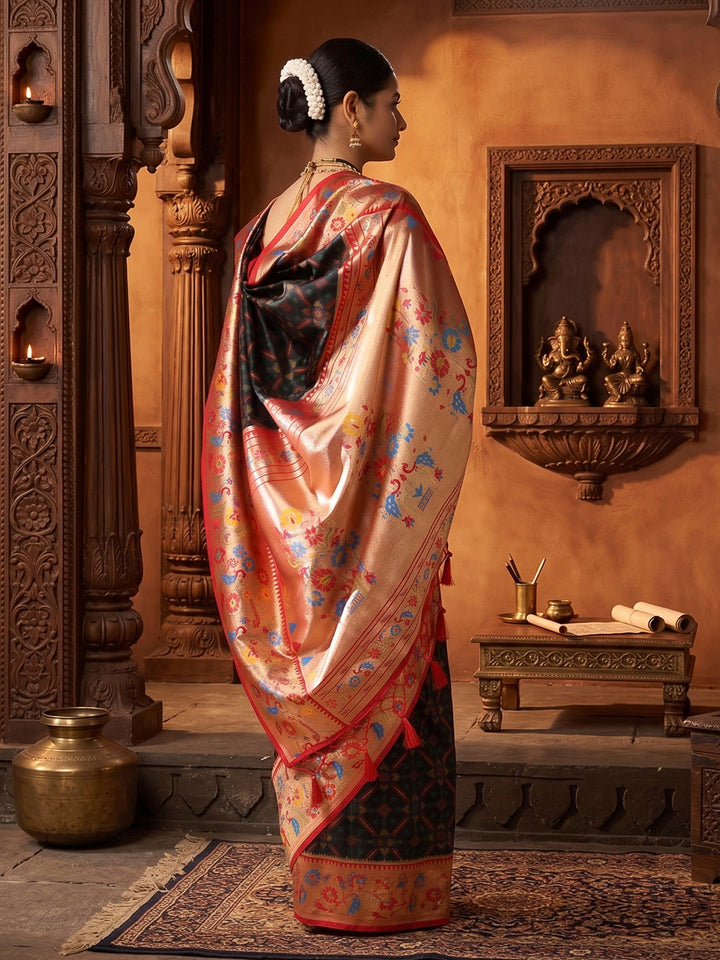 Black Rani Woven Design Dola Silk Saree