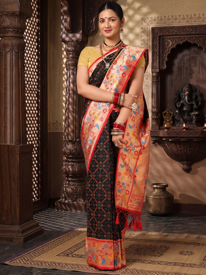 Black Rani Woven Design Dola Silk Saree
