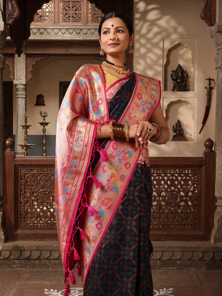 Navy Rani Woven Design Dola Silk Saree