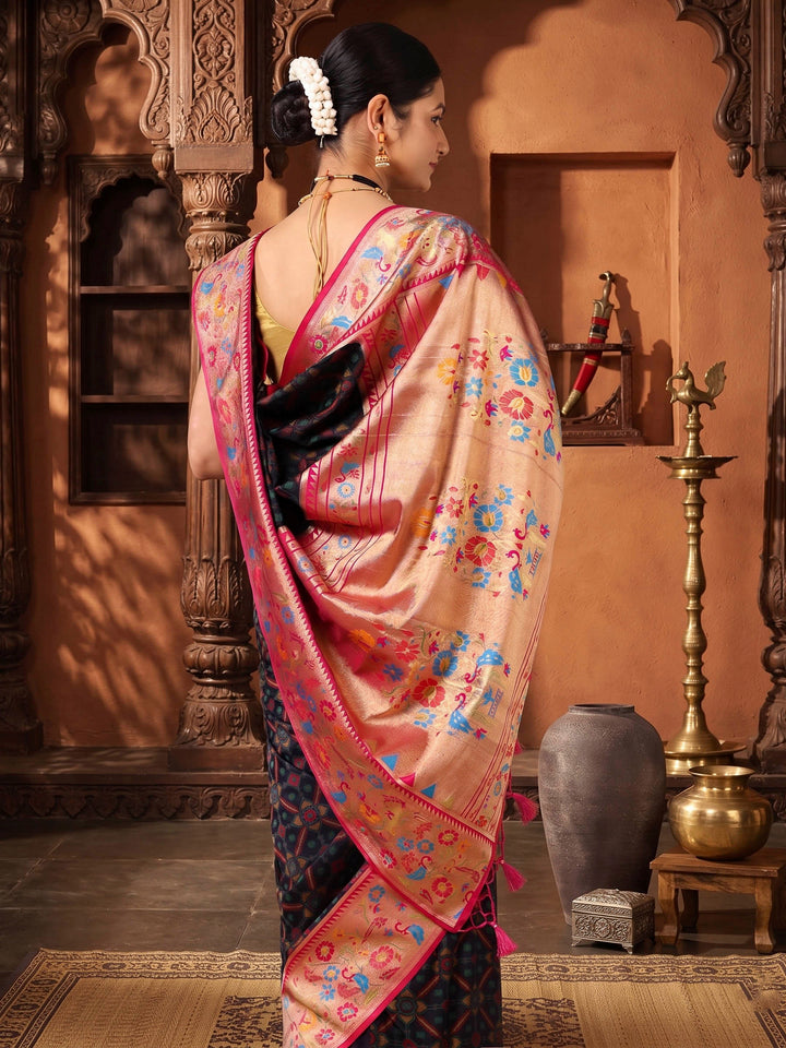 Navy Rani Woven Design Dola Silk Saree