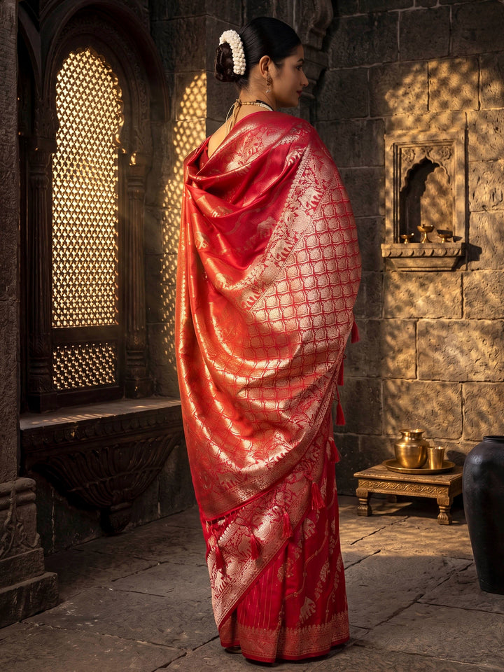 Rani Pink Woven Design Dola Silk Saree