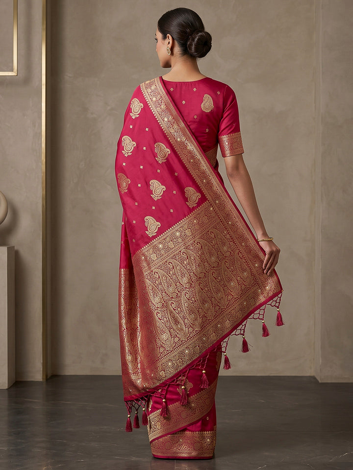 Red Woven Design Dola Silk Saree