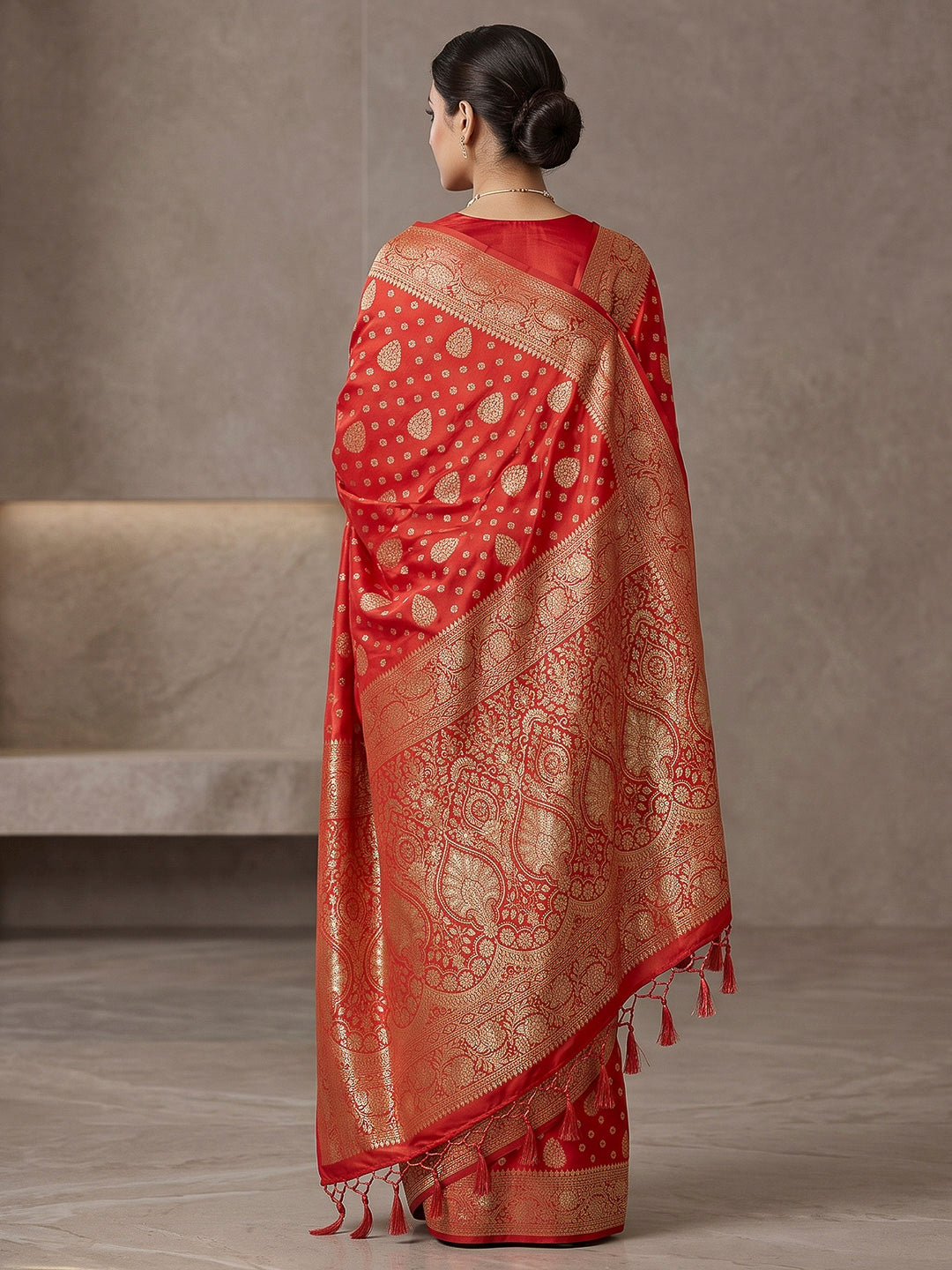 Red Woven Design Dola Silk Saree