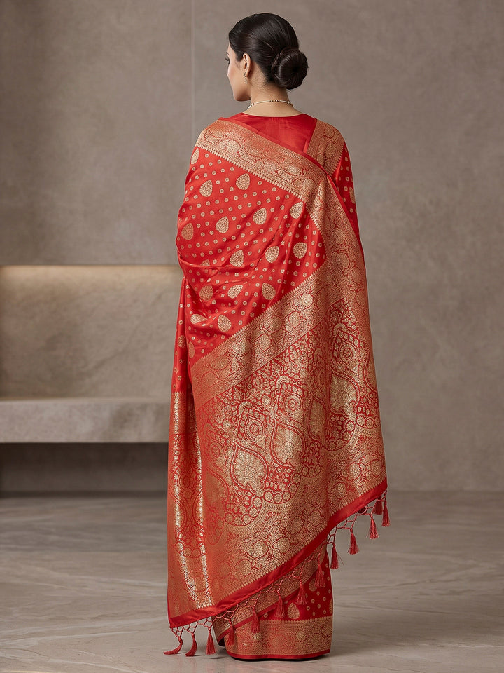 Red Woven Design Dola Silk Saree