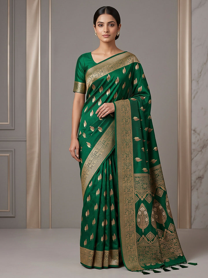 Green Woven Design Dola Silk Saree