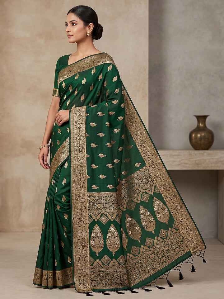 Green Woven Design Dola Silk Saree