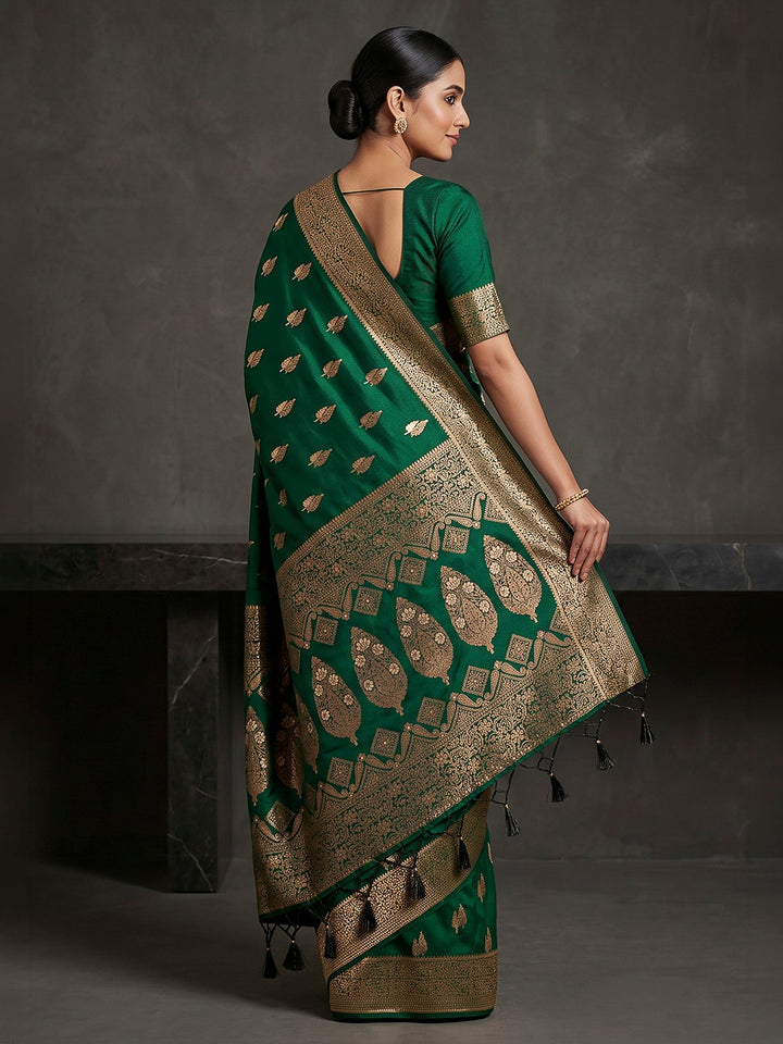 Green Woven Design Dola Silk Saree