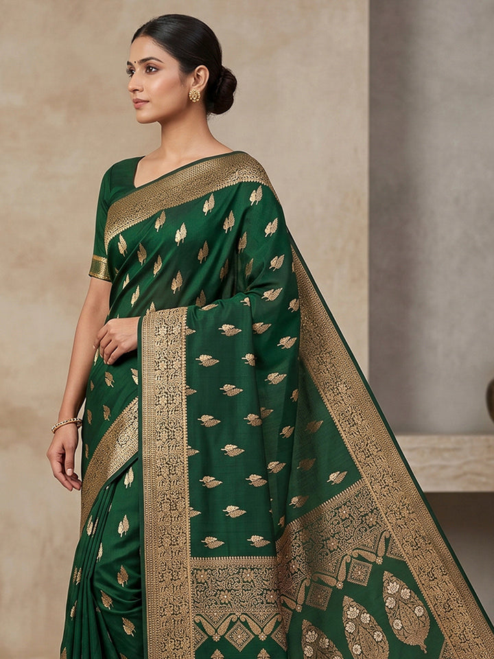Green Woven Design Dola Silk Saree