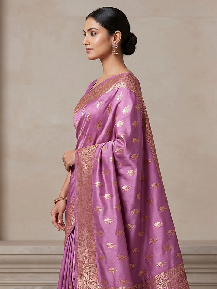 Lavender Woven Design Dola Silk Saree