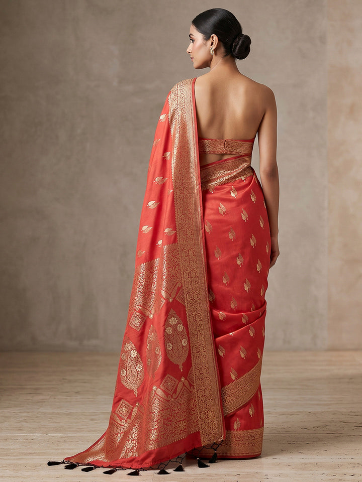 Red Woven Design Dola Silk Saree