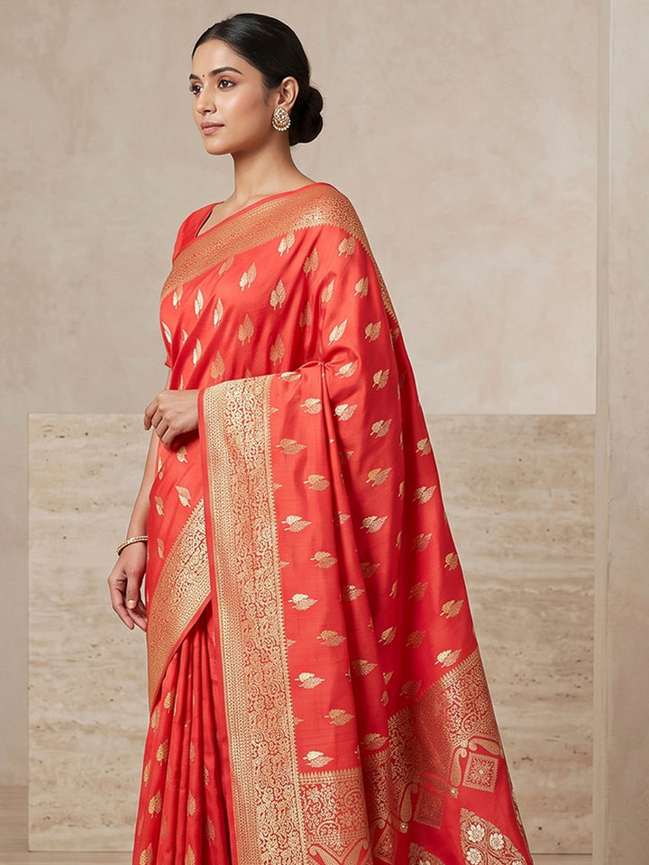 Red Woven Design Dola Silk Saree