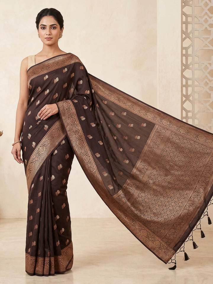 Black Woven Design Dola Silk Saree