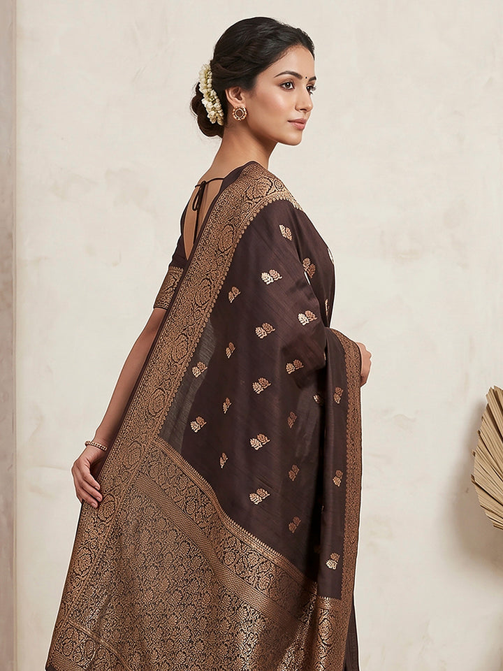 Black Woven Design Dola Silk Saree