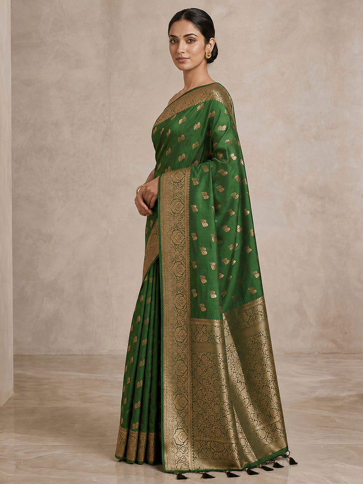 Green Woven Design Dola Silk Saree