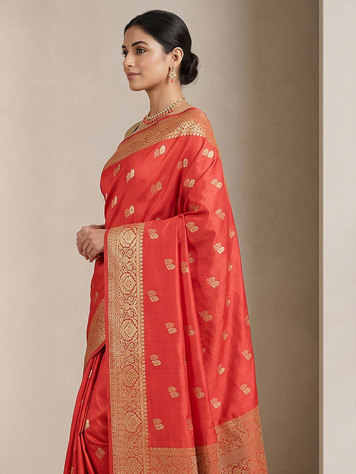 Red Woven Design Dola Silk Saree