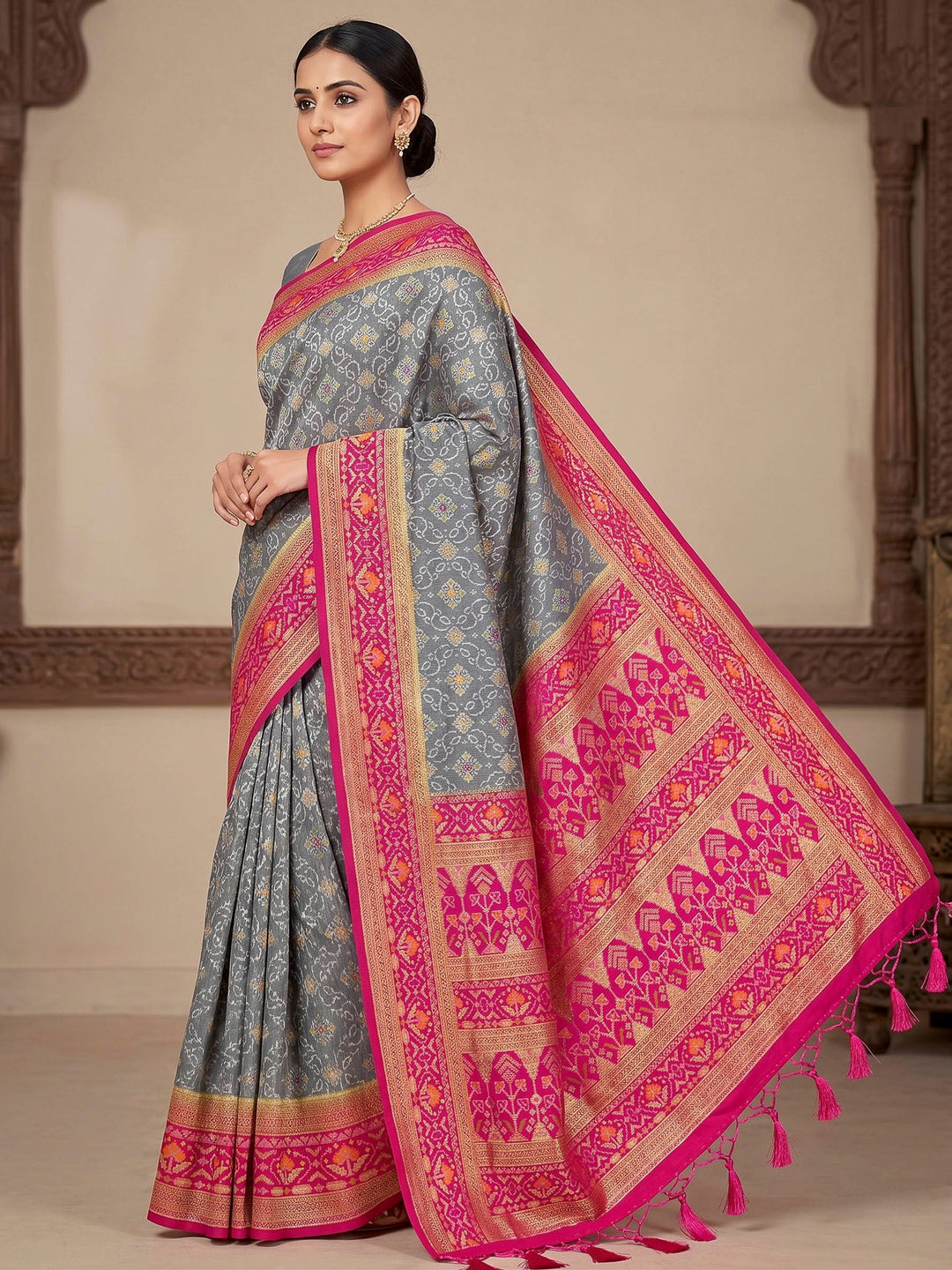 Grey Woven Design Art Silk Kanjivaram Saree