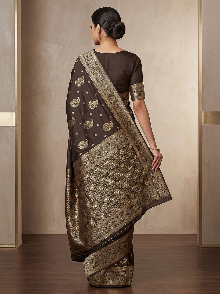 Black Woven Design Dola Silk Saree