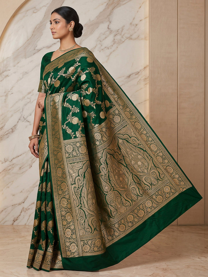 Green Woven Design Dola Silk Saree