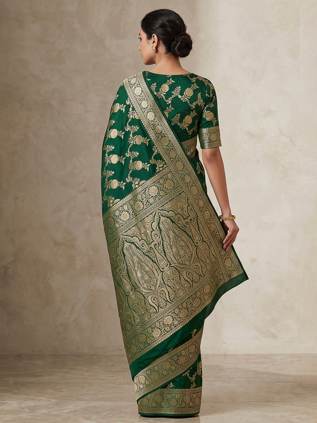 Green Woven Design Dola Silk Saree