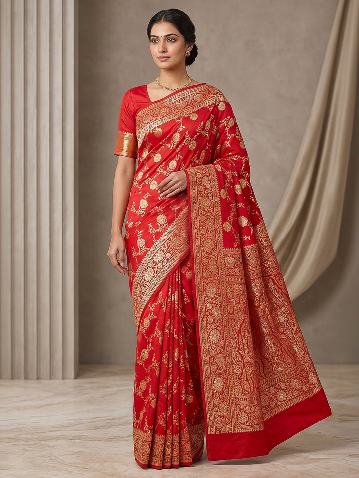 Red Woven Design Dola Silk Saree