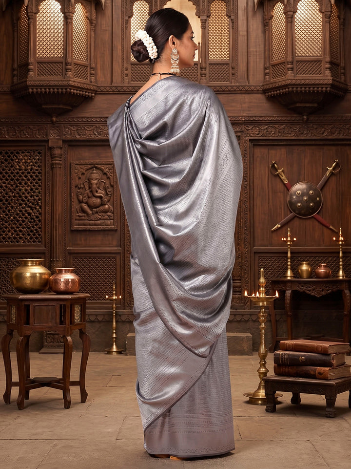 Grey Woven Design Kanjivaram Brocade Saree