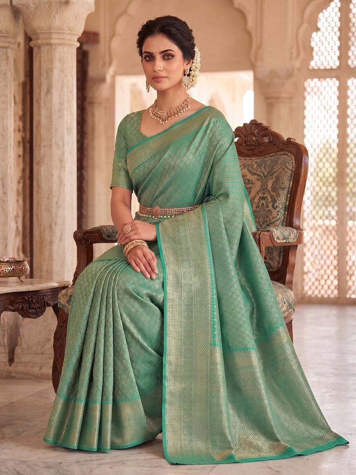Blue Woven Design Art Silk Kanjivaram Saree