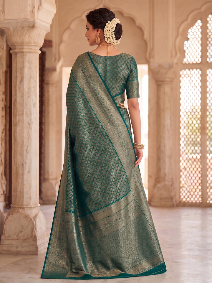 Green Woven Design Art Silk Kanjivaram Saree