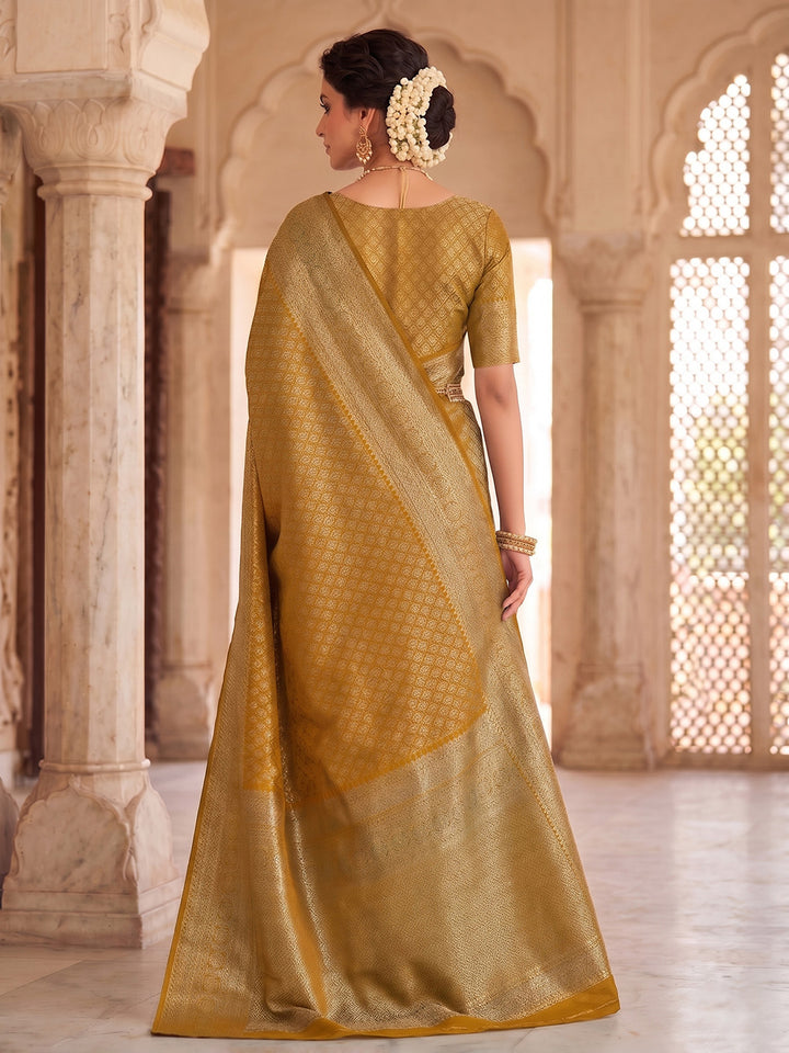 Mustard Woven Design Art Silk Kanjivaram Saree