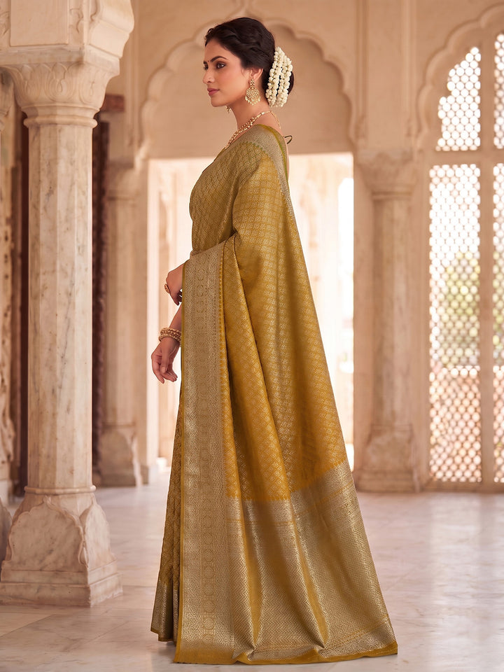 Mustard Woven Design Art Silk Kanjivaram Saree