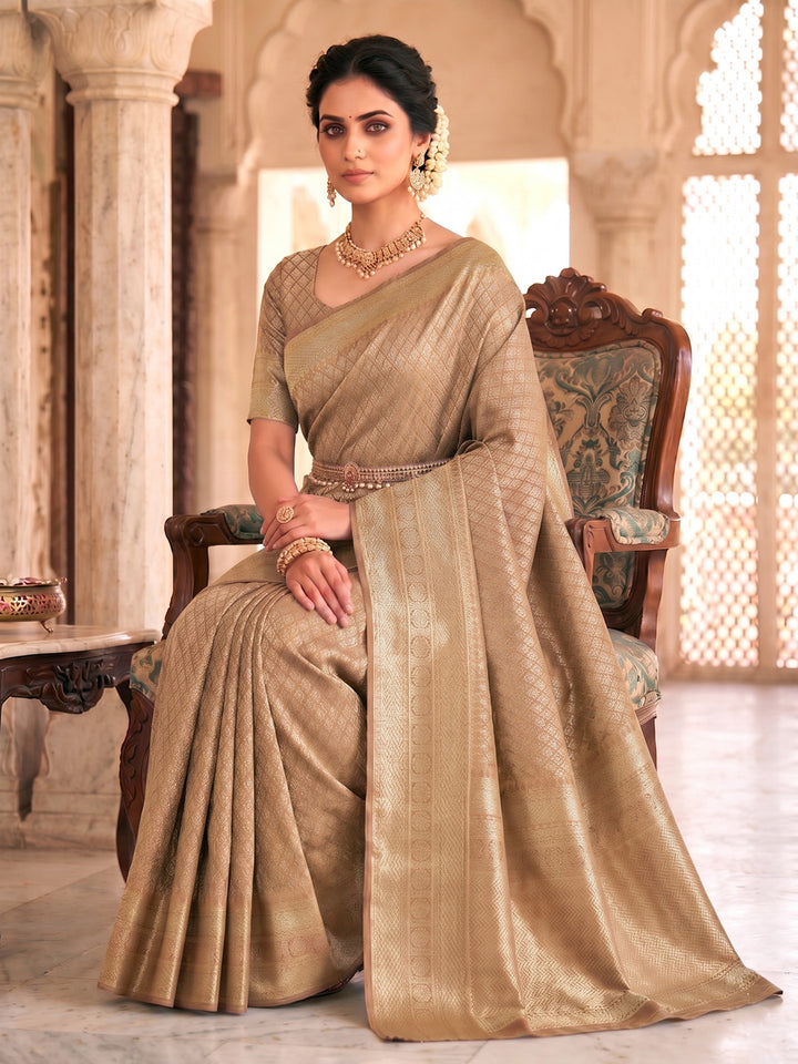 Off White Woven Design Art Silk Kanjivaram Saree