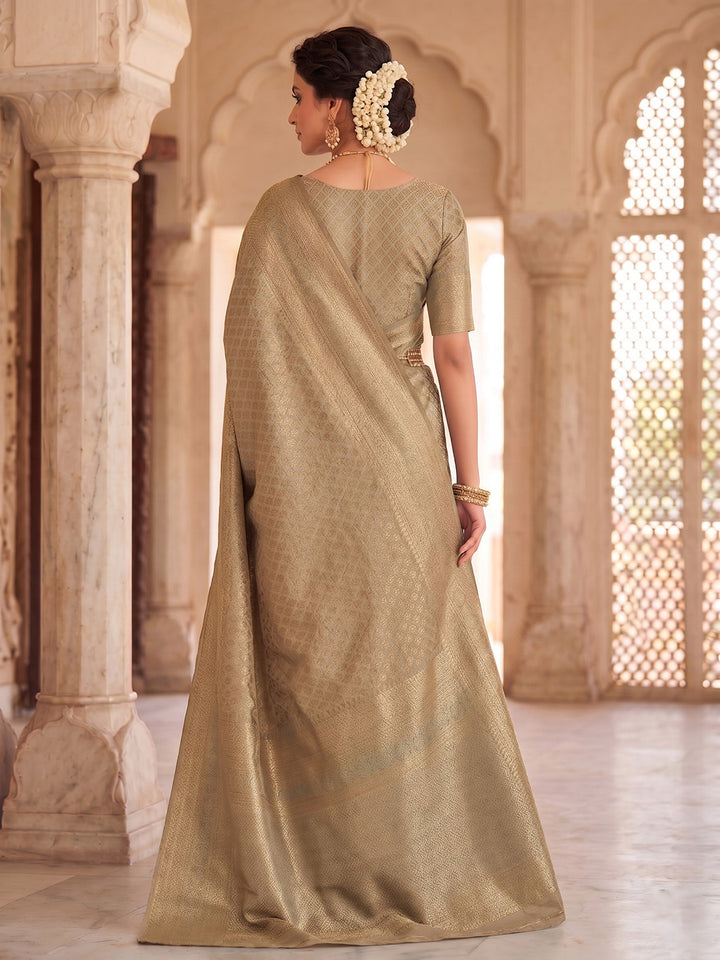 Off White Woven Design Art Silk Kanjivaram Saree