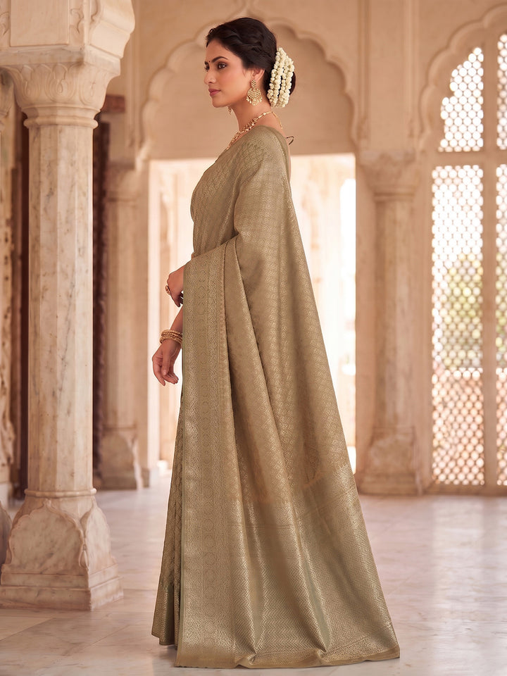 Off White Woven Design Art Silk Kanjivaram Saree