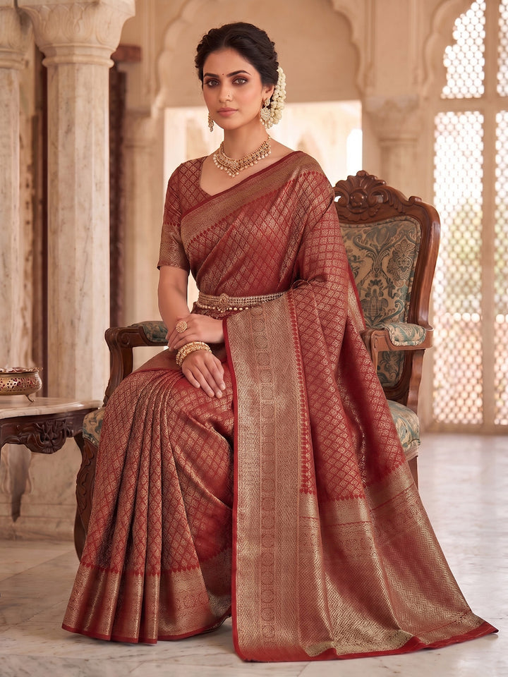 Red Woven Design Art Silk Kanjivaram Saree