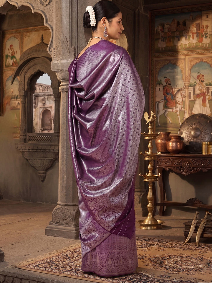 Purple Woven Design Kanjivaram Brocade Saree