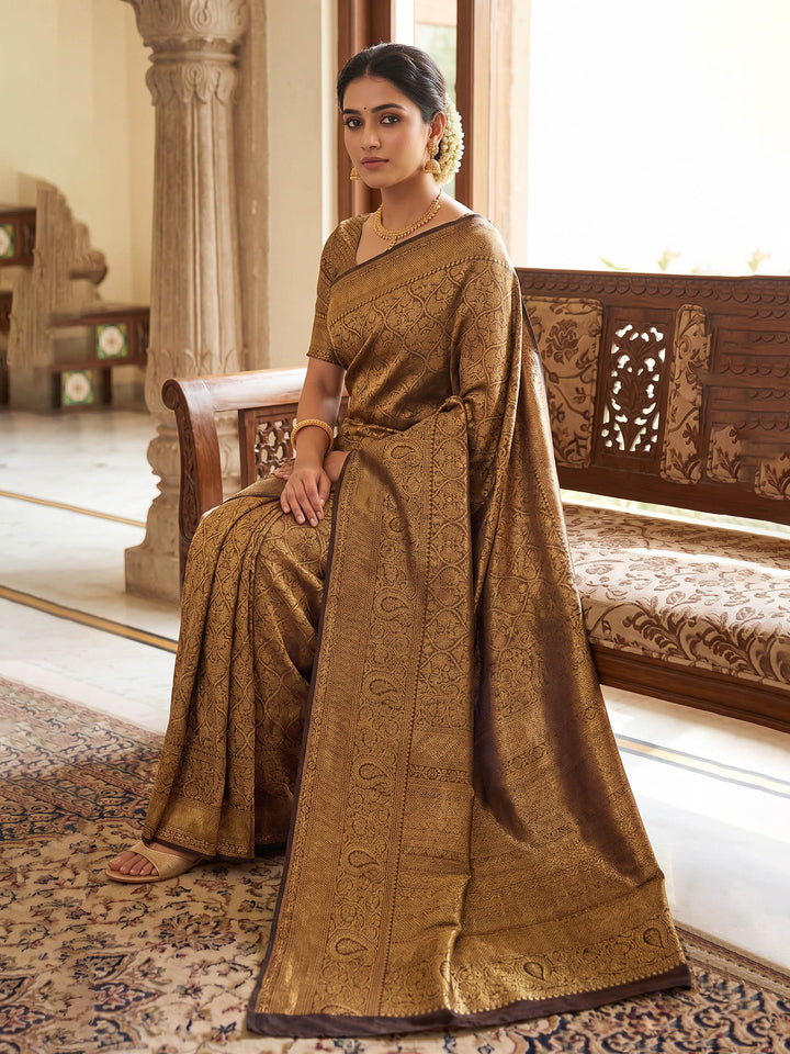 Black Woven Design Art Silk Kanjivaram Saree