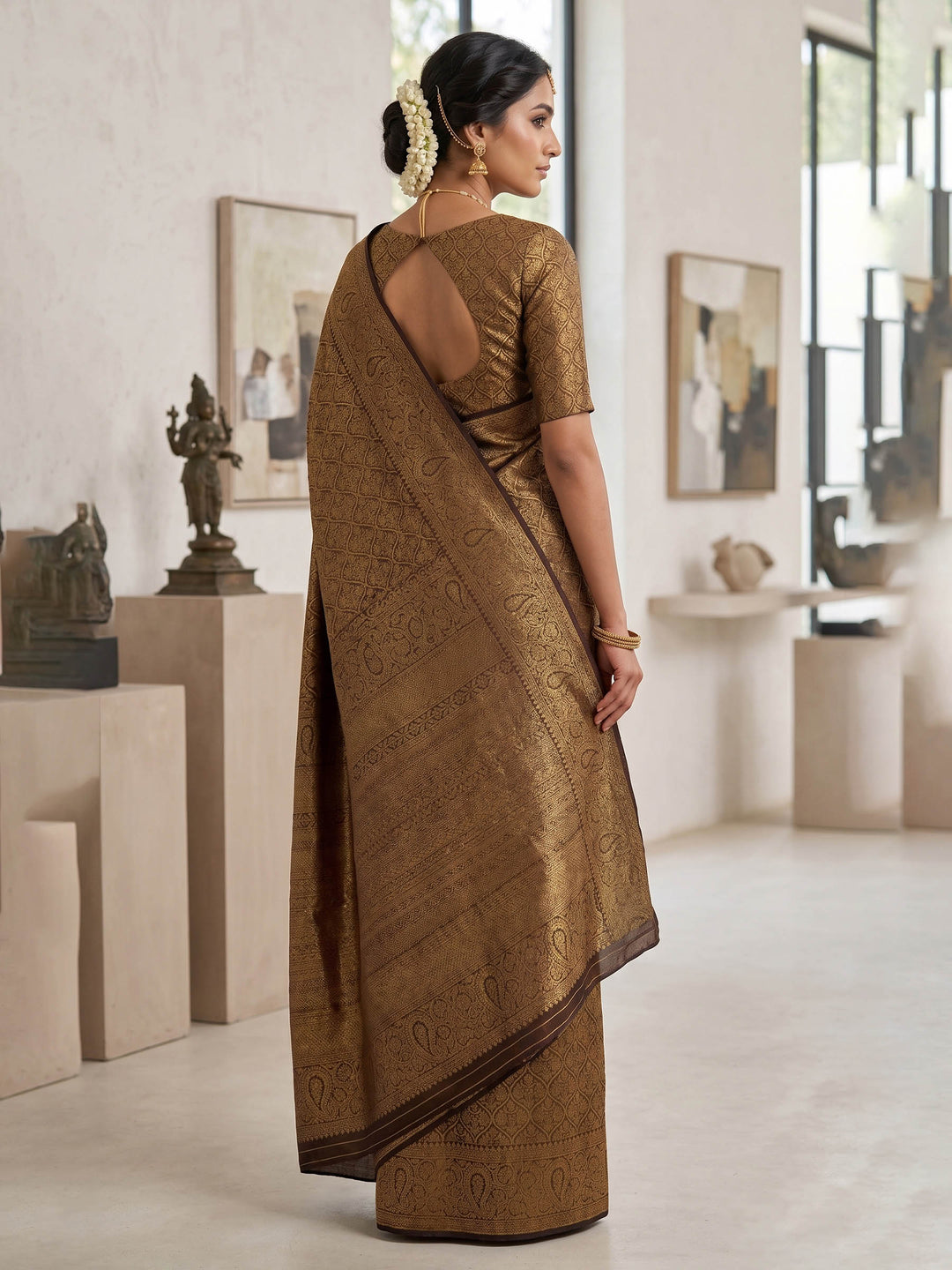 Black Woven Design Art Silk Kanjivaram Saree