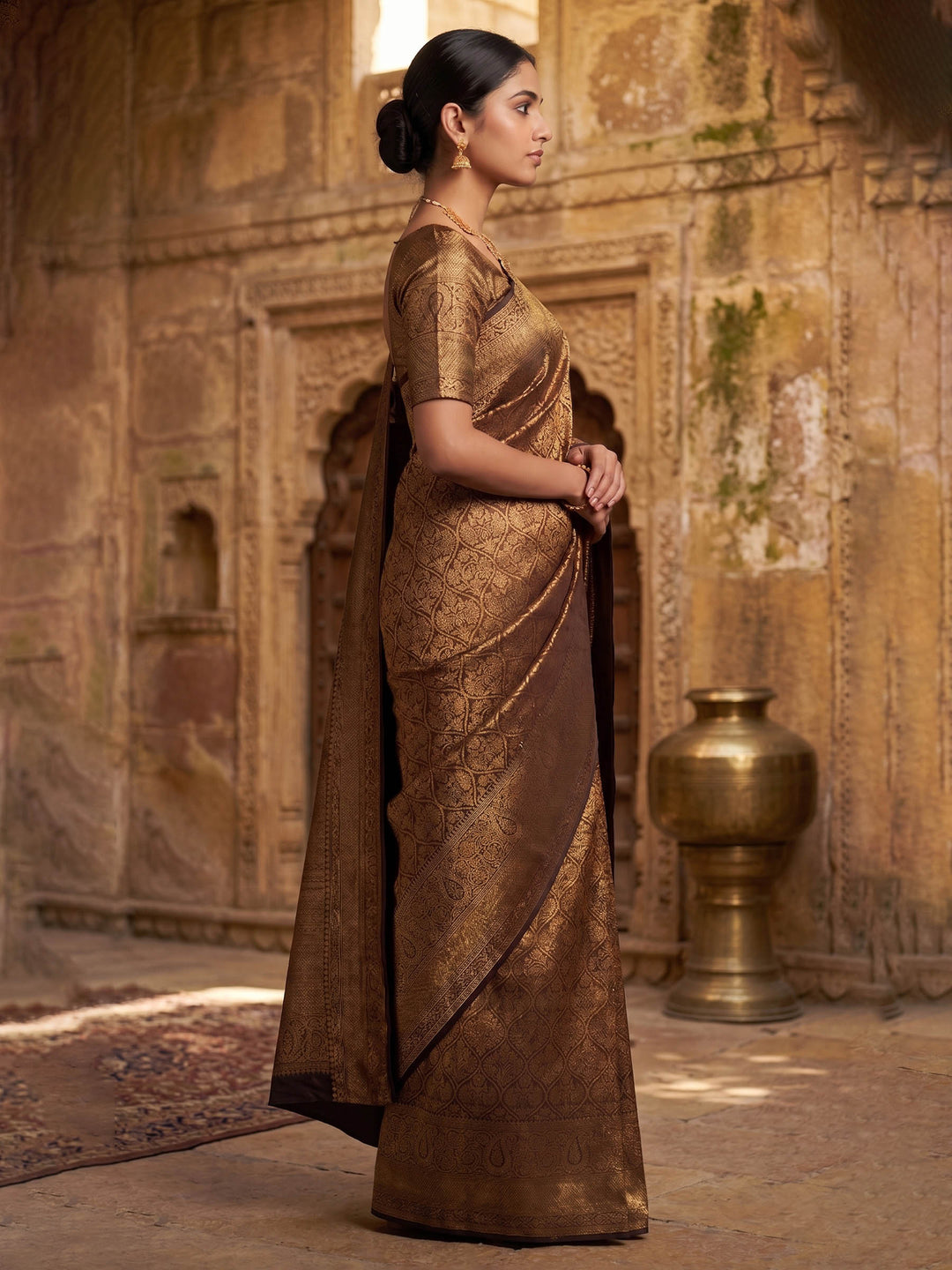Black Woven Design Art Silk Kanjivaram Saree