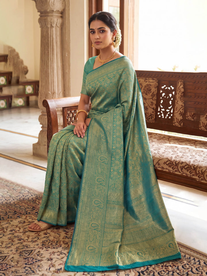 Blue Woven Design Art Silk Kanjivaram Saree