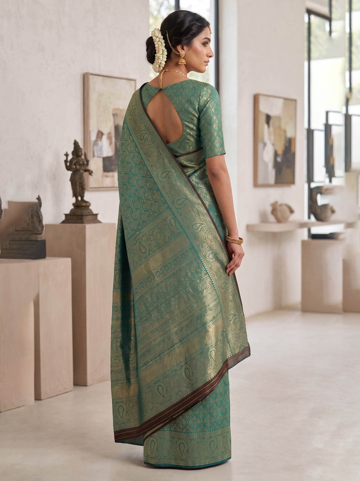 Blue Woven Design Art Silk Kanjivaram Saree